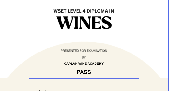 WSET Diplomaの合格証